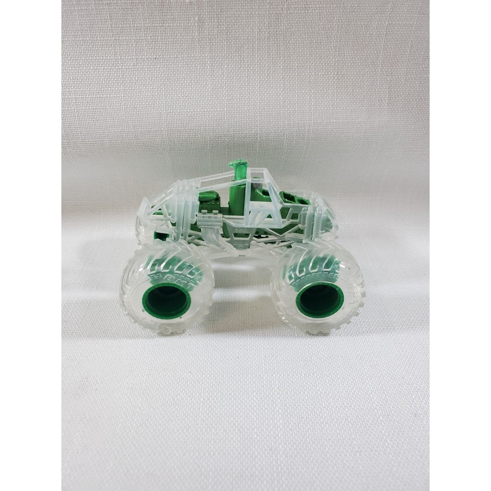2 Hot Wheels Monster Truck Chassis Gold + Clear Green Skeleton Frame Loose-PARTS - Picture 5 of 13